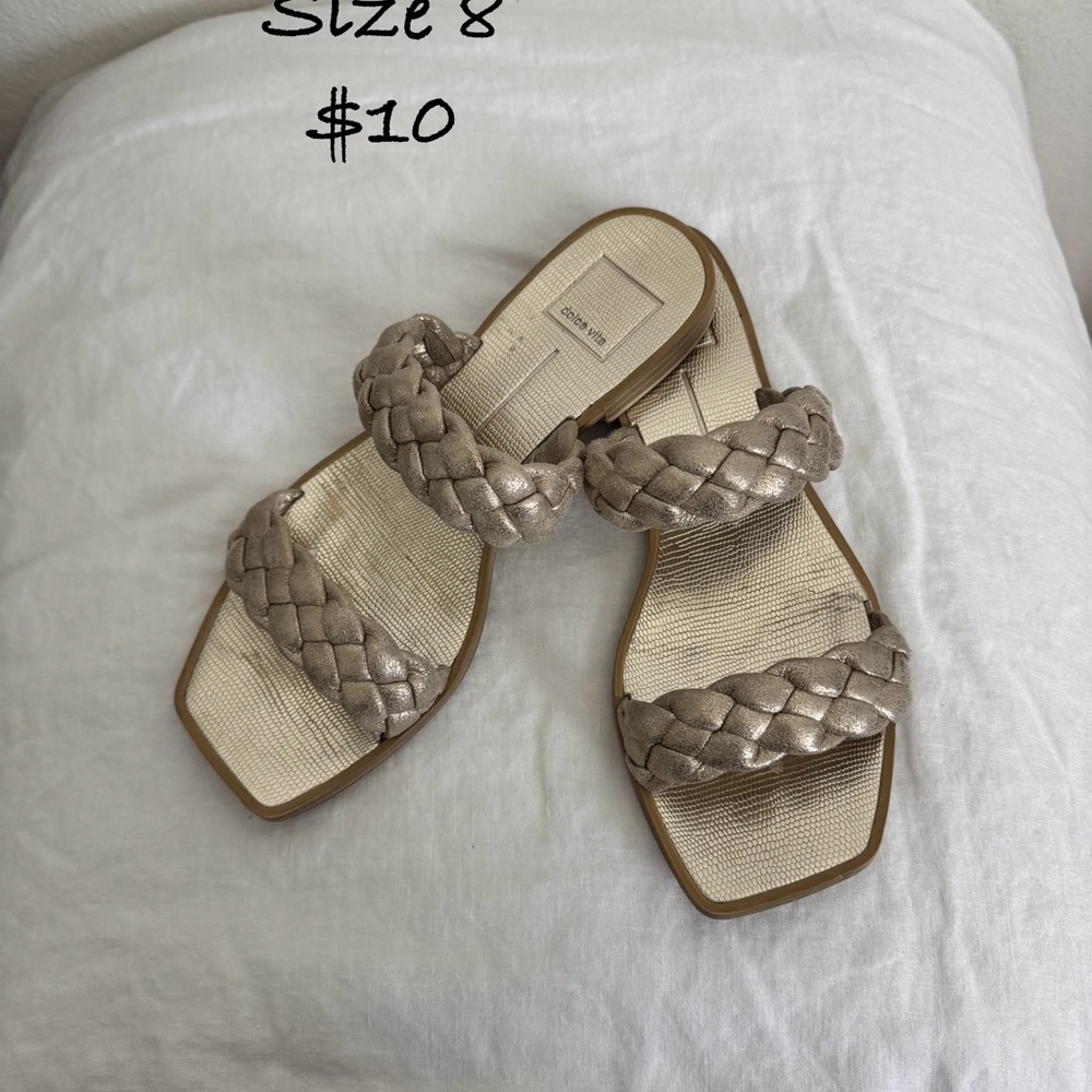 Dolce Vita Metallic Braided Sandals - Gold